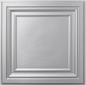 imageArt3d 12Pack Drop Ceiling Tiles 24x28 Inch PVC Panels in BlackBrushed Silver