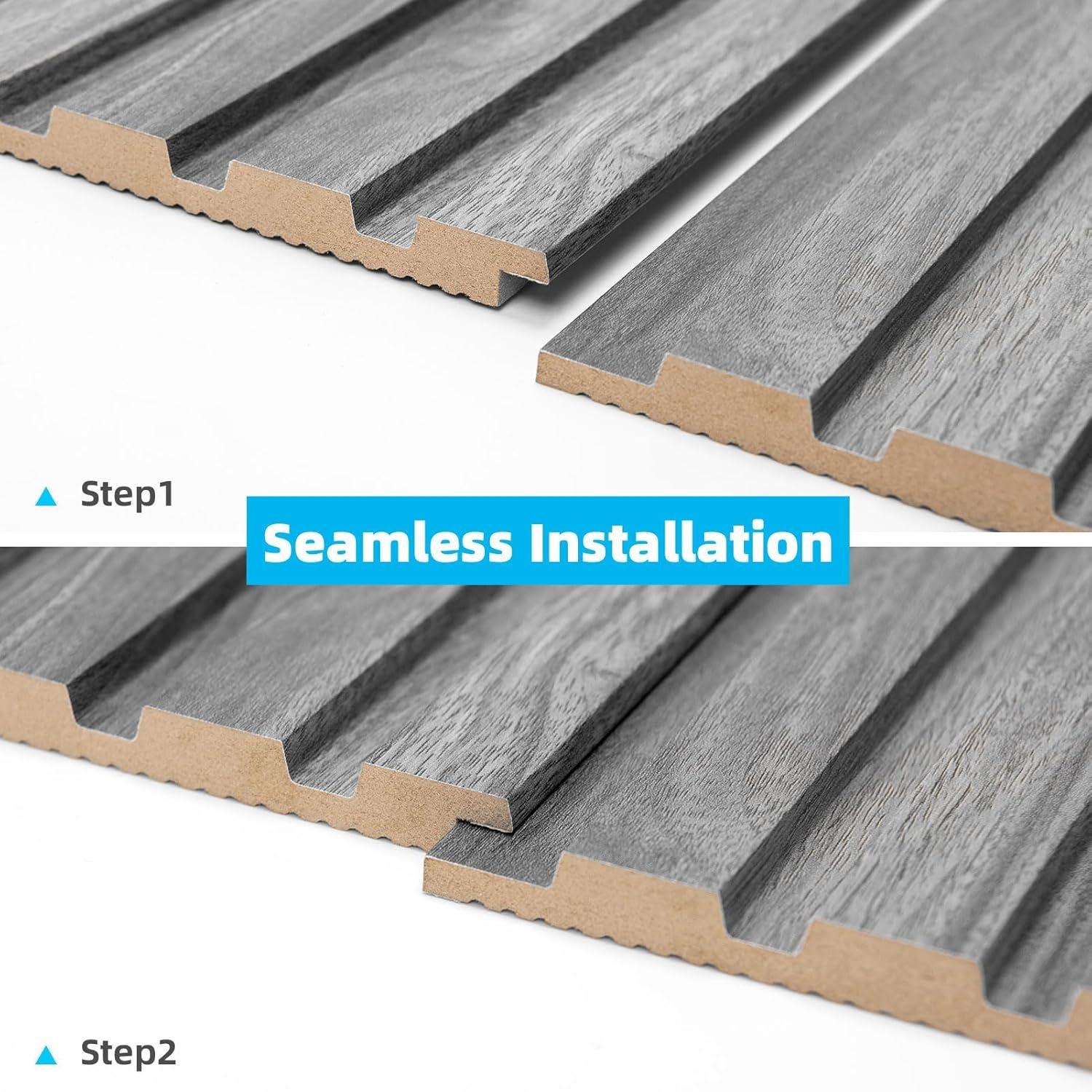 imageArt3d 6Pieces Wood Slat Panels for Stylish Interior Decor and Ceiling Decoration MDF 3D Textured Panel for Ceiling and WallSize 946 x 74 inWalnutAsh