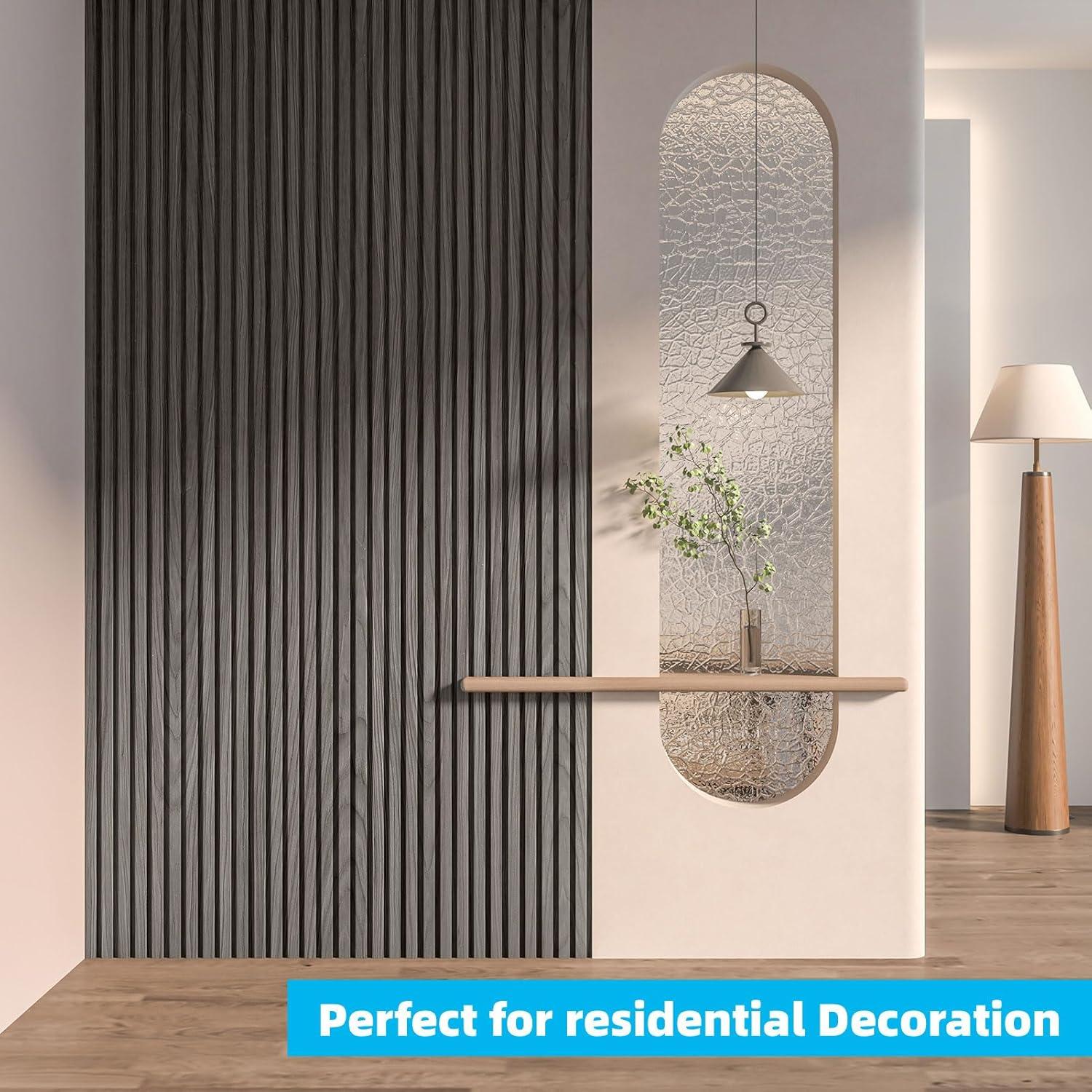 imageArt3d 6Pieces Wood Slat Panels for Stylish Interior Decor and Ceiling Decoration MDF 3D Textured Panel for Ceiling and WallSize 946 x 74 inWalnutAsh