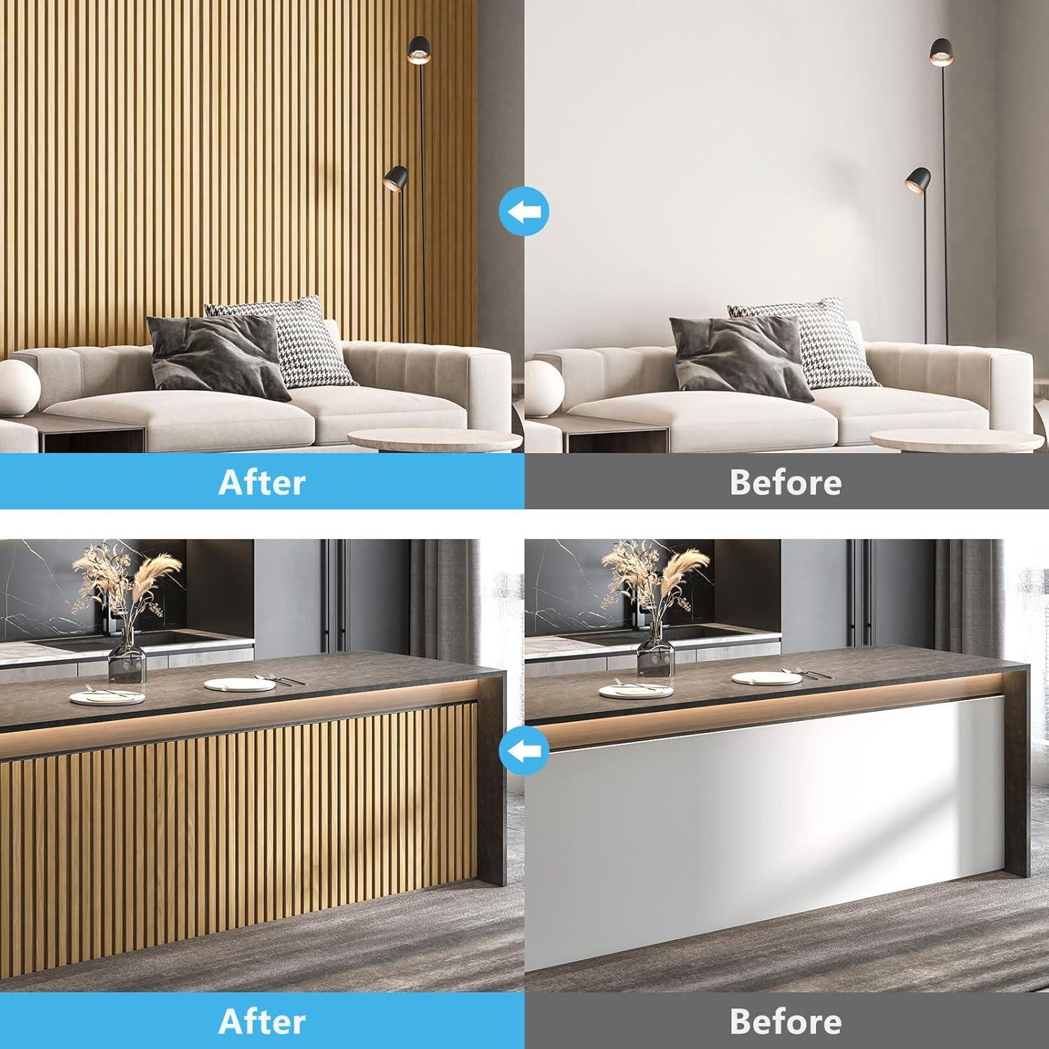 imageArt3d 6Pieces Wood Slat Panels for Stylish Interior Decor and Ceiling Decoration MDF 3D Textured Panel for Ceiling and WallSize 946 x 74 inWalnutBoxwood