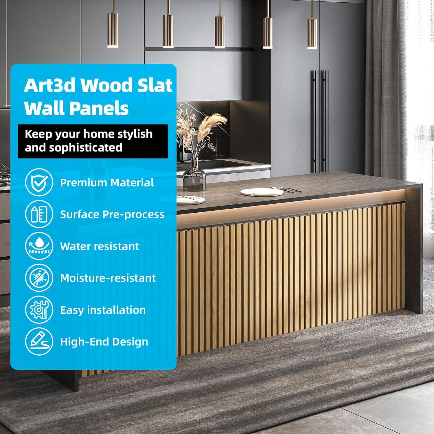 imageArt3d 6Pieces Wood Slat Panels for Stylish Interior Decor and Ceiling Decoration MDF 3D Textured Panel for Ceiling and WallSize 946 x 74 inWalnutBoxwood