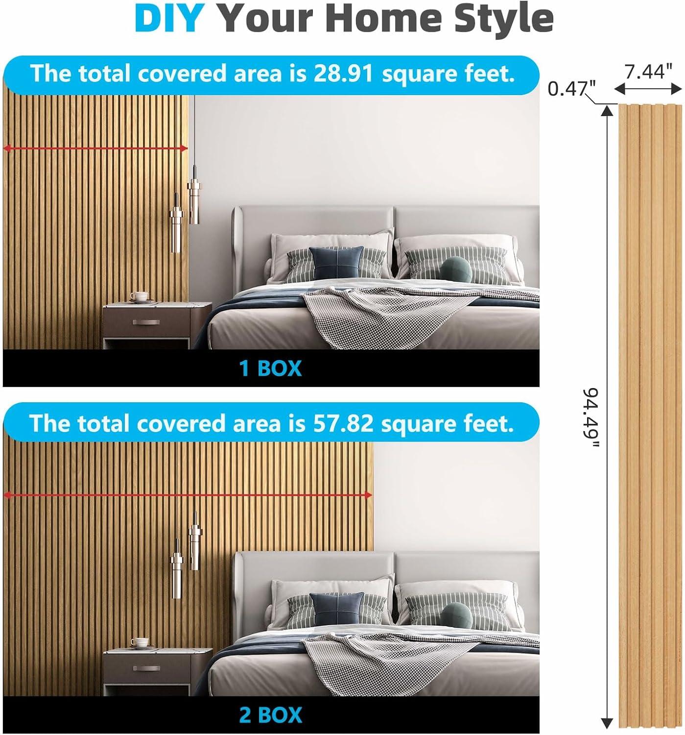 imageArt3d 6Pieces Wood Slat Panels for Stylish Interior Decor and Ceiling Decoration MDF 3D Textured Panel for Ceiling and WallSize 946 x 74 inWalnutBoxwood