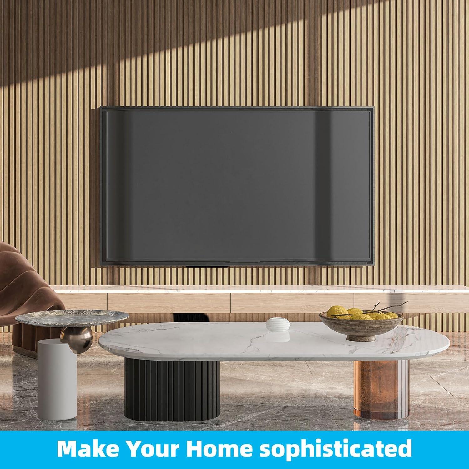 imageArt3d 6Pieces Wood Slat Panels for Stylish Interior Decor and Ceiling Decoration MDF 3D Textured Panel for Ceiling and WallSize 946 x 74 inWalnutOak