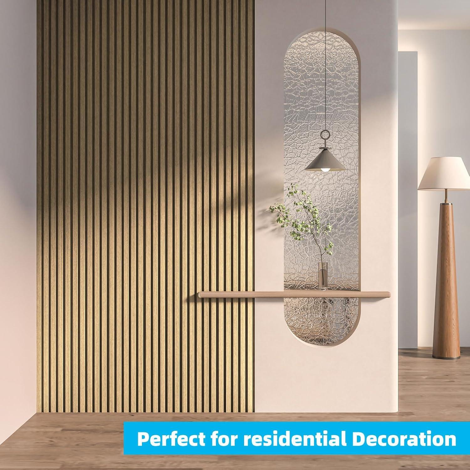 imageArt3d 6Pieces Wood Slat Panels for Stylish Interior Decor and Ceiling Decoration MDF 3D Textured Panel for Ceiling and WallSize 946 x 74 inWalnutOak