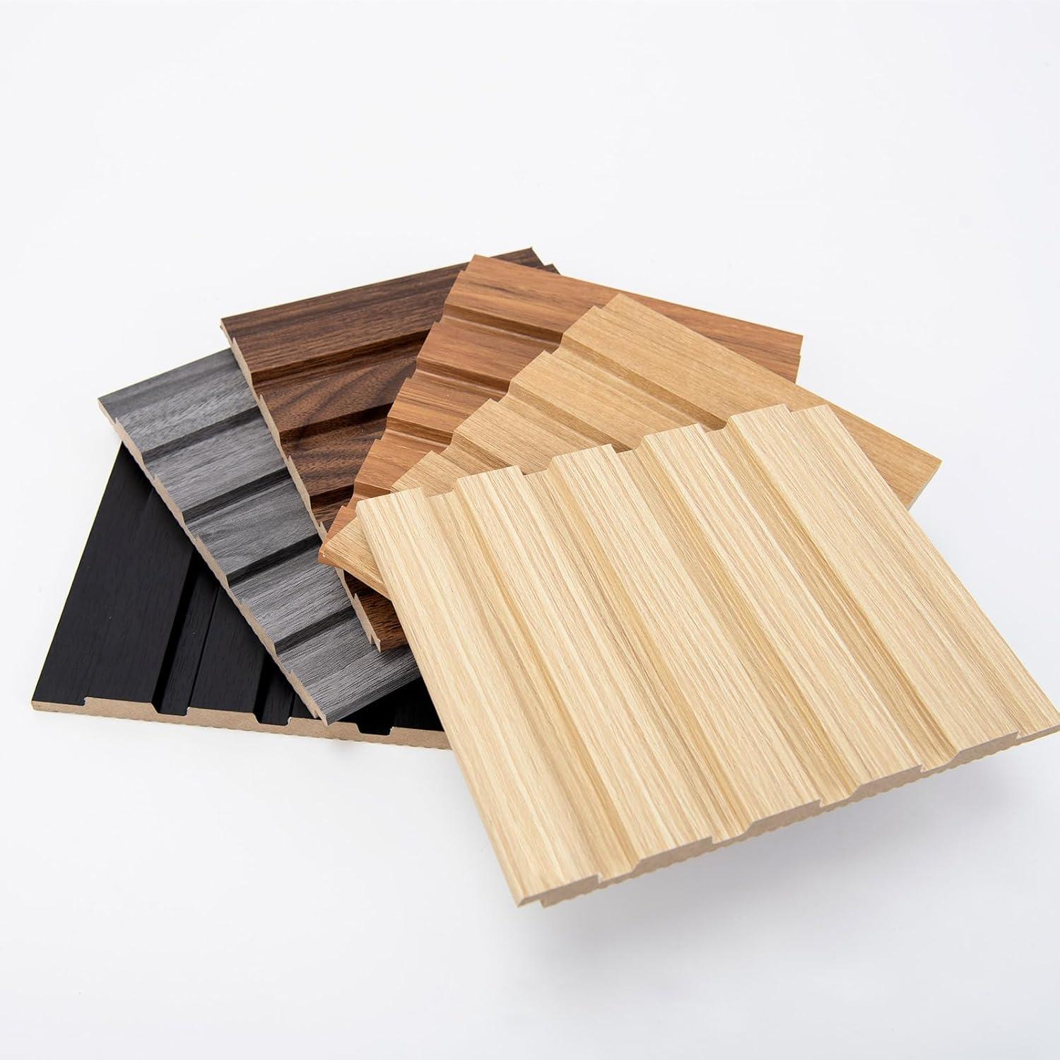 imageArt3d 6Pieces Wood Slat Panels for Stylish Interior Decor and Ceiling Decoration MDF 3D Textured Panel for Ceiling and WallSize 946 x 74 inWalnutSample