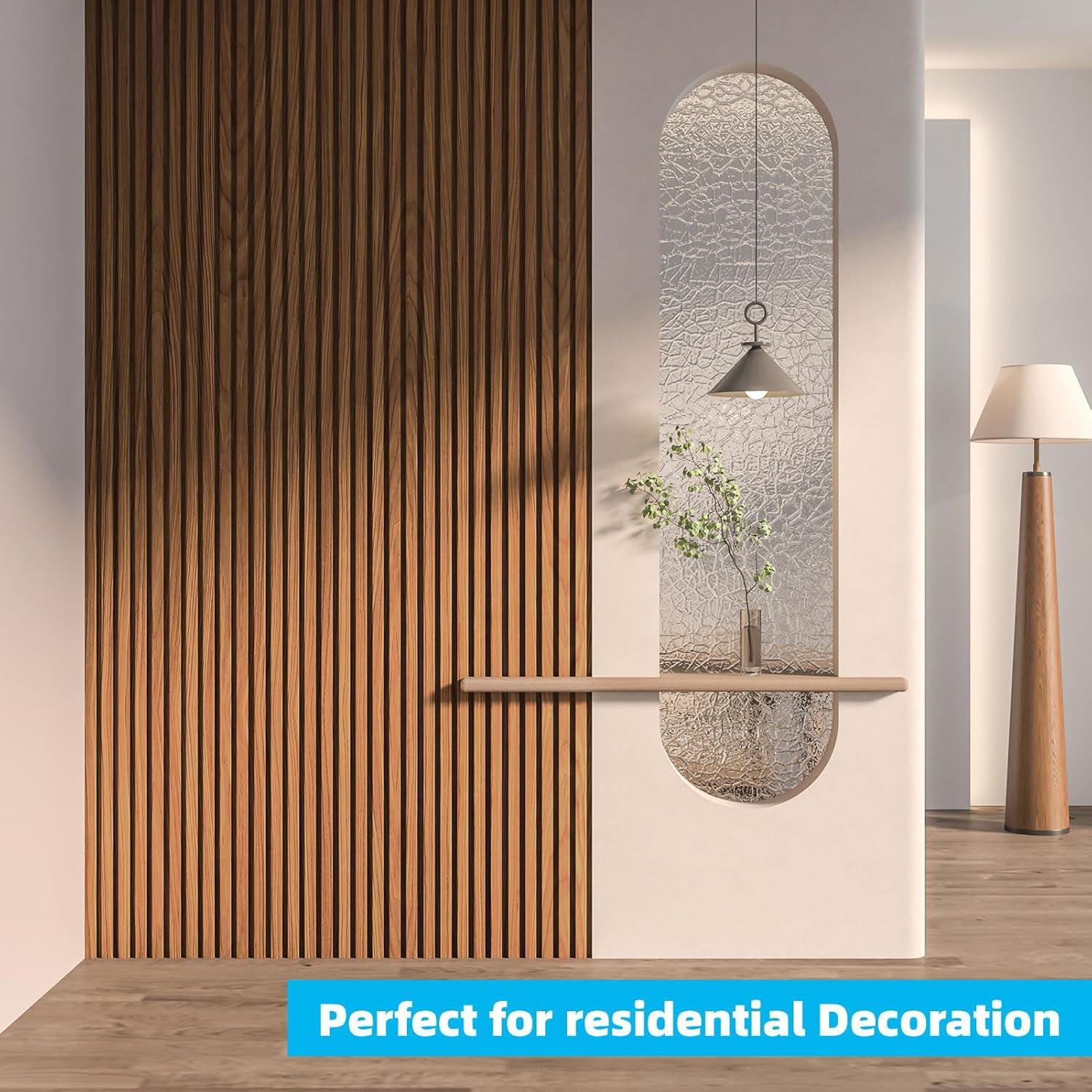 imageArt3d 6Pieces Wood Slat Panels for Stylish Interior Decor and Ceiling Decoration MDF 3D Textured Panel for Ceiling and WallSize 946 x 74 inWalnutTeak