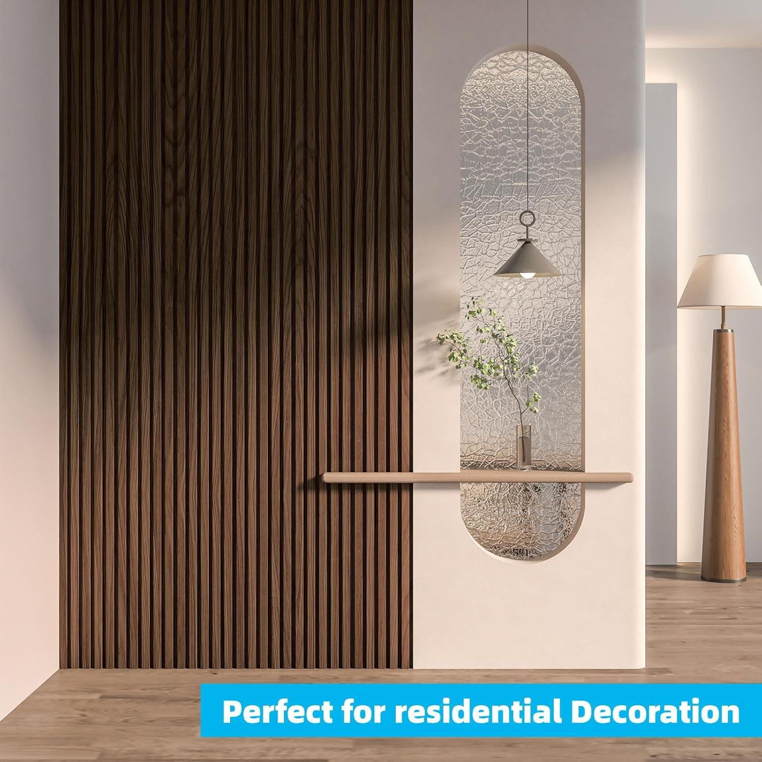 imageArt3d 6Pieces Wood Slat Panels for Stylish Interior Decor and Ceiling Decoration MDF 3D Textured Panel for Ceiling and WallSize 946 x 74 inWalnutWalnut