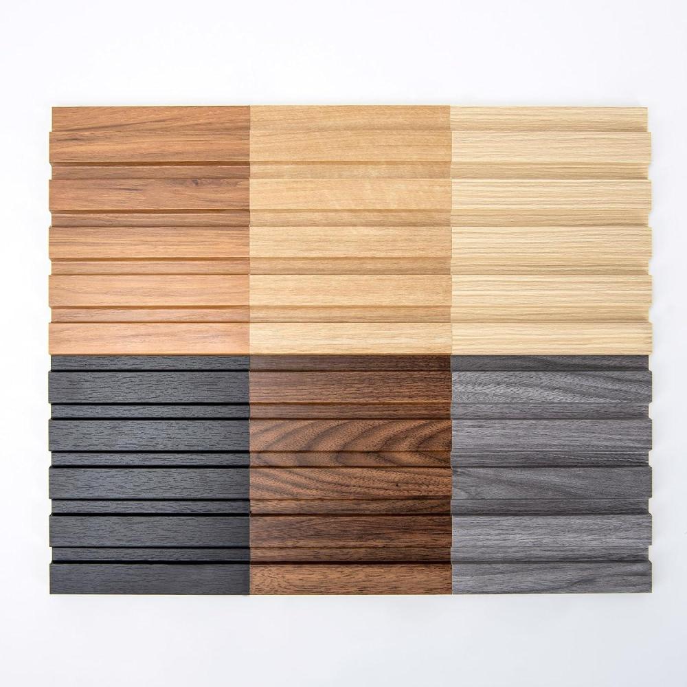 imageArt3d 6Pieces Wood Slat Panels for Stylish Interior Decor and Ceiling Decoration MDF 3D Textured Panel for Ceiling and WallSize 946 x 74 inWalnutSample