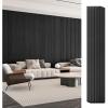 imageArt3d 6Pieces Wood Slat Panels for Stylish Interior Decor and Ceiling Decoration MDF 3D Textured Panel for Ceiling and WallSize 946 x 74 inWalnutMatte Black