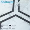 imageArt3d 10Pack Hexagon Peel and Stick Flooring Tile Marble Look Self Adhesive Waterproof Vinyl Floor Tile for Living Room Kitchen Bathroom Bedroom 118 x 102 Black MarbleWhite Marble