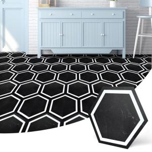 imageArt3d 10Pack Hexagon Peel and Stick Flooring Tile Marble Look Self Adhesive Waterproof Vinyl Floor Tile for Living Room Kitchen Bathroom Bedroom 118 x 102 Black MarbleBlack Marble