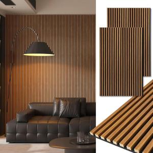 imageArt3d 2Pack 48 x 24 Acoustic Wood Panels for Wall Soundproof Wood Slat Panel for Wall and Ceiling 3D Fluted Sound Absorbing Paneling for Interior Wall Decor Living Room Bedroom  TeakTeak