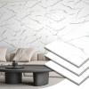 imageArt3d 10Pack 24x12 SPC Wall Panels 20 Sqfeet Waterproof Click Lock Panels for Interior Wall Decor Rigid Core Wall Panel for Bathroom Kitchen Living Room Deep Marble GrayPure Marble white