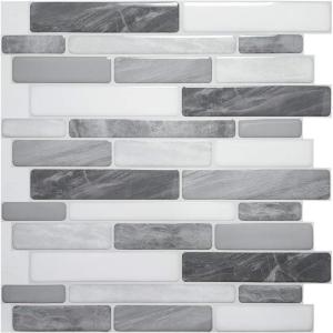 imageArt3d 10Sheet Self Adhesive Backsplash Tiles for Kitchen Bathroom 12 in x 12in Grey Marble Design A17012P10Gray