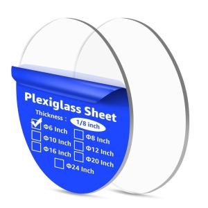 imageArt3d 2Pcs 18 Round Acrylic Sheets in Black 10 Inch Diameter Acrylic Circle Sheets Round Plexiglass Disc Circle PET Panel for DIY Cake Crafts Table TopClear