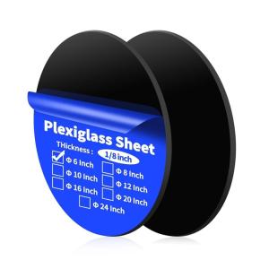 imageArt3d 2Pcs 18 Round Acrylic Sheets in Black 10 Inch Diameter Acrylic Circle Sheets Round Plexiglass Disc Circle PET Panel for DIY Cake Crafts Table TopBlack