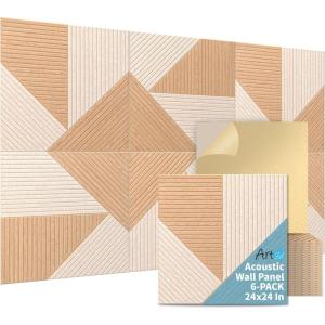 imageArt3d 6Pack SelfAdhesive Acoustic Wall Panels for Home Dcor 24 x 24 Inch Soundproofing Panels for Office Studio Bedroom  High Noise Absorption Polyester Fiber DawnDawn