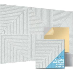 imageArt3d 6Pack SelfAdhesive Acoustic Wall Panels for Home Dcor 24 x 24 Inch Soundproofing Panels for Office Studio Bedroom  High Noise Absorption Polyester Fiber DawnGray