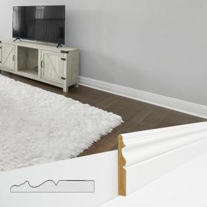 imageArt3d 8 Pack 8 ft Each 64 ft Total MDF Baseboard Wall Molding Trim Skirting Board Panels 417 in High Paintable WarpResistant Easy Installation for Living Room Bedroom and Office White8 Packs  Extra Tall Base